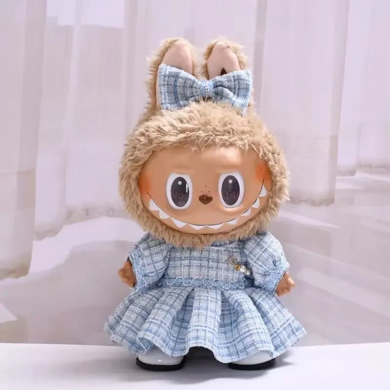 38cm Plush Doll Outfit Compatible with Labubu Mokoko, Kawaii Sweetheart Dress & Bag Set, Fashion Doll Clothes Accessories Cute Gift