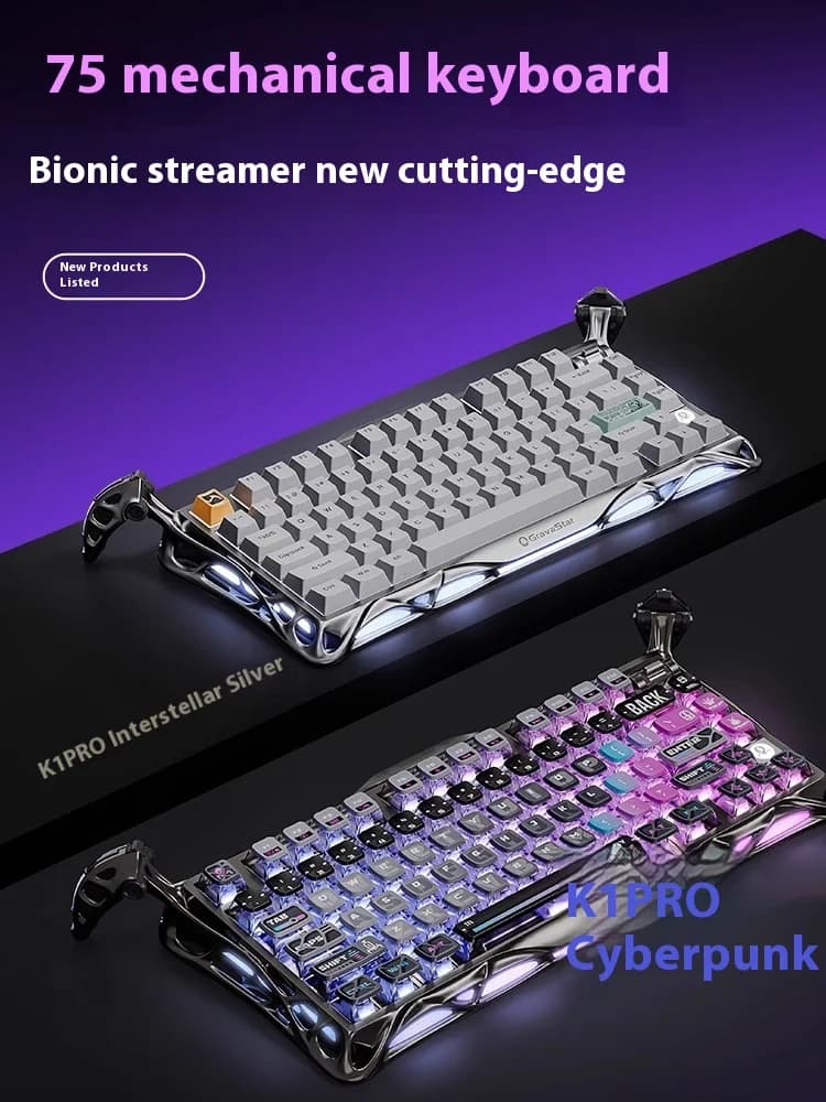 Gravastar K1 Pro Tastiera da gioco Tri Mode Wireless Personalizzato Meccanico Lato Inciso Copritasti Lega di alluminio Gaming Esports