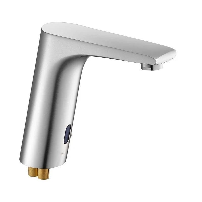 Touchless Bathroom Sink Faucet, Automatic Motion Sensor Restroom Toilet Faucet, HandsFree Adjustable Cold Hot Single Handle Water Mixer Battery Operated for 14.3mm Pipe,Brushed Nickel Silver