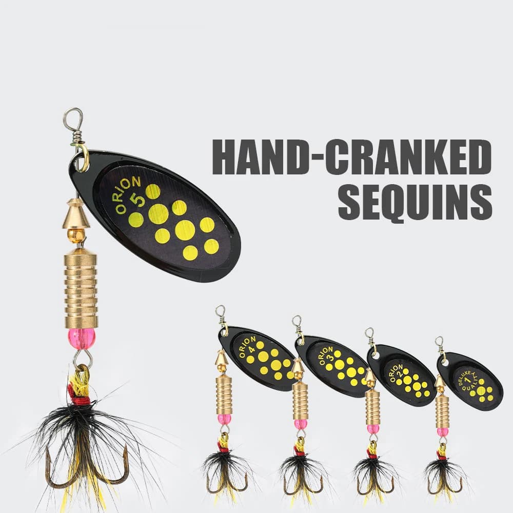 Rotante Spinner Richiamo di Pesca 3.5g/4.5g/7g/9g/12g Cucchiaio Paillettes Metallo Esca Dura Wobblers Bass Pesca Con Ganci di Piume
