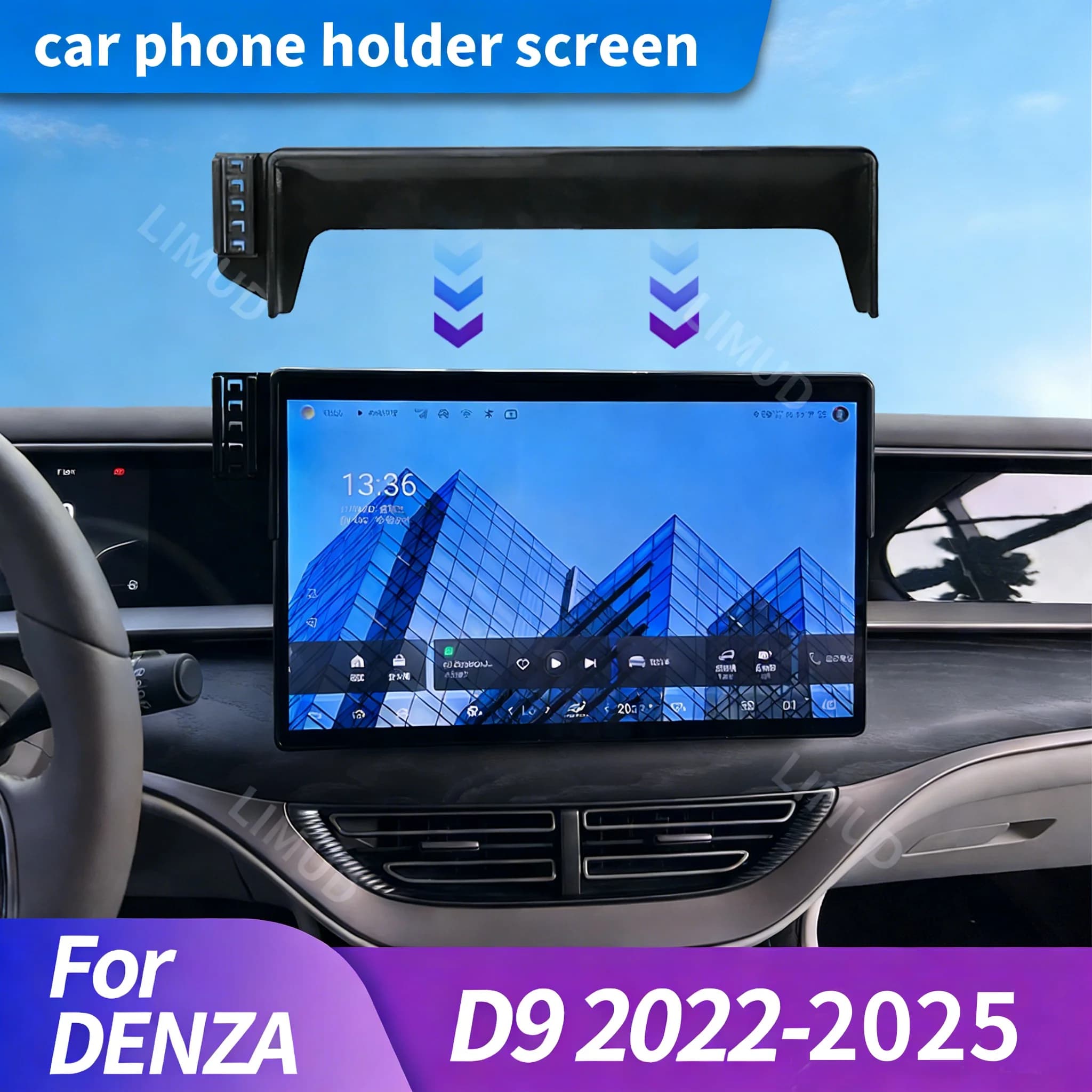 Supporto Fisso per Telefono da Cruscotto per Navigatore Auto, Adatto per DENZA D9 2022-2025, Supporto per Navigatore con Schermo da 15,6 Pollici e Scatola Portaoggetti
