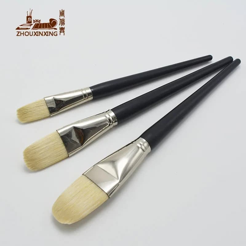 3pcs Crafts especially Big pig bristle round peak oil paint art painting art supplies wooden cleaning