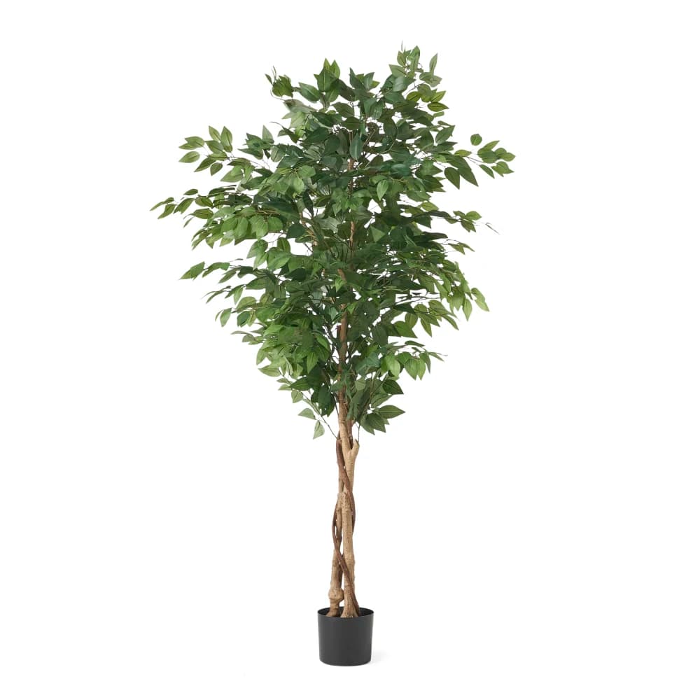 High Artificial Ficus Tree with Decorative Vase for Interior and Exterior, Home and Garden