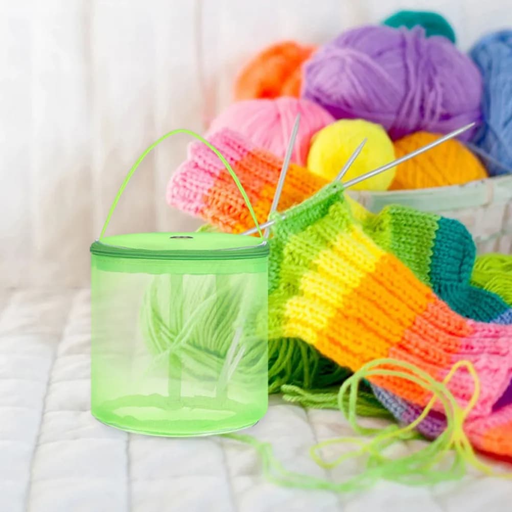 2Pcs Portable Yarn Tote Bags Holder Organizer Crocheting Storage Bag For Craft Organizer Breathable Mesh Knitting