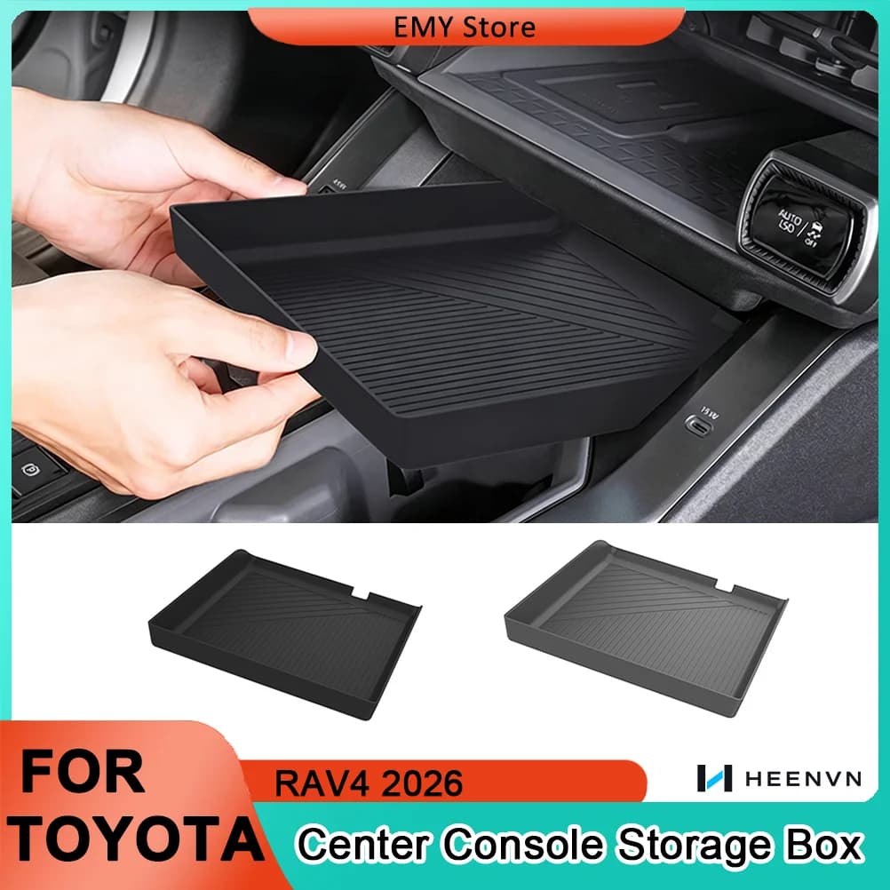 Heenvn Center Console Storage Tray For Toyota RAV4 2026Anti-Slip Organizer Storage Box Holder Car Auto Interior Accessories