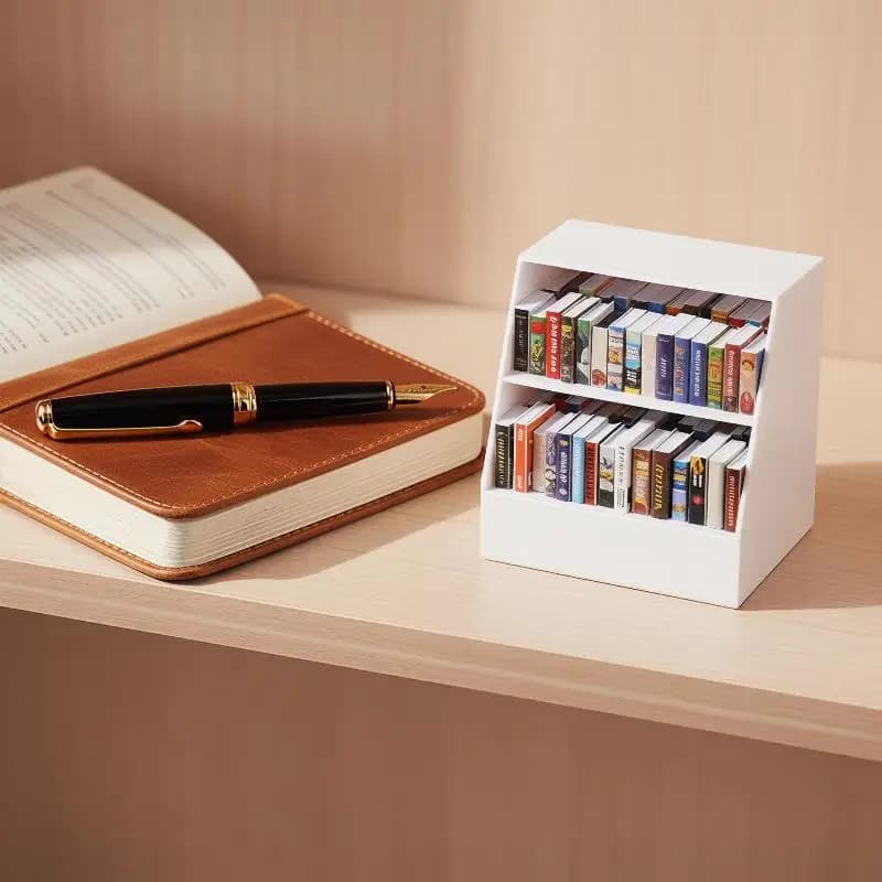 👶1 Set Doll House Accessories 1:12 Dollhouse Miniature Display Shelf Bookshelf With 20 Books Model Toy