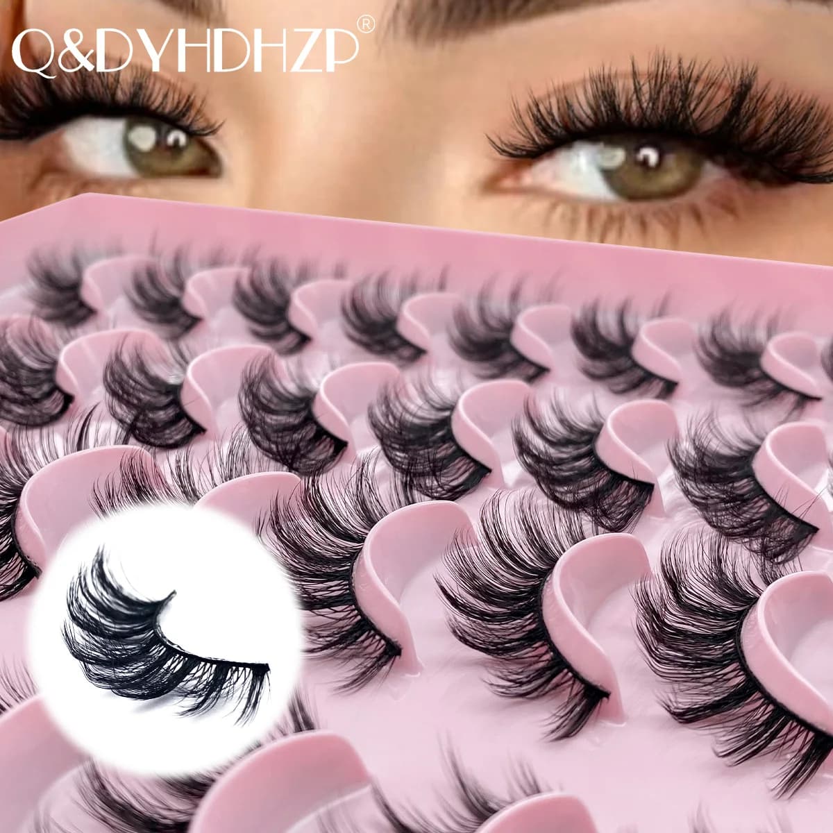 Q&DYHDHZP 20 Paia di Ciglia Finte Russe Voluminose in Visone 3D, Spesse e Riccioline per Trucco Quotidiano e Applicazioni di Bellezza