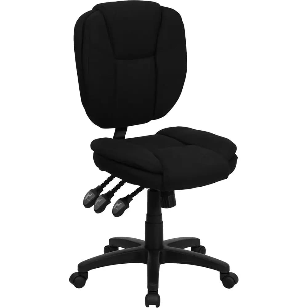 Caroline - Sedia da Ufficio Ergonomica Girevole Multifunzione in Tessuto Nero con Cuscino Imbottito