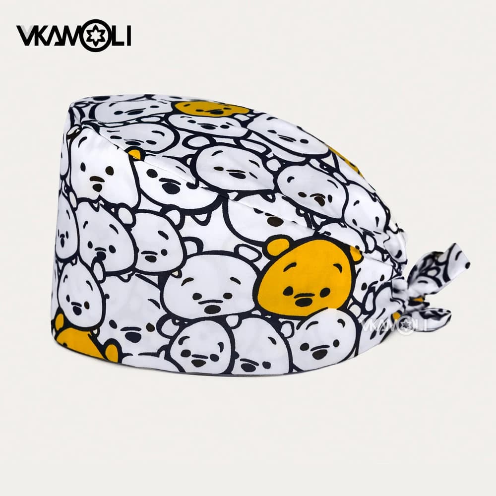 2024 Unisex Morbido Scrub CapCute orso Stampa Scrubs Cappello da donna e da uomo cappello da sala operatoria Accessori infermieristici cappello chirurgico