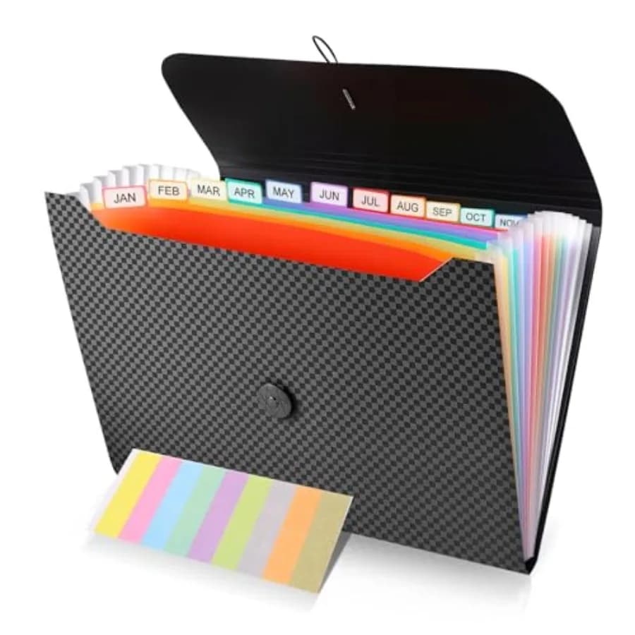 File Organizer, 13-Pocket Expanding Folder +Accordian Folder Great for Home, Office, Travel and Classroom