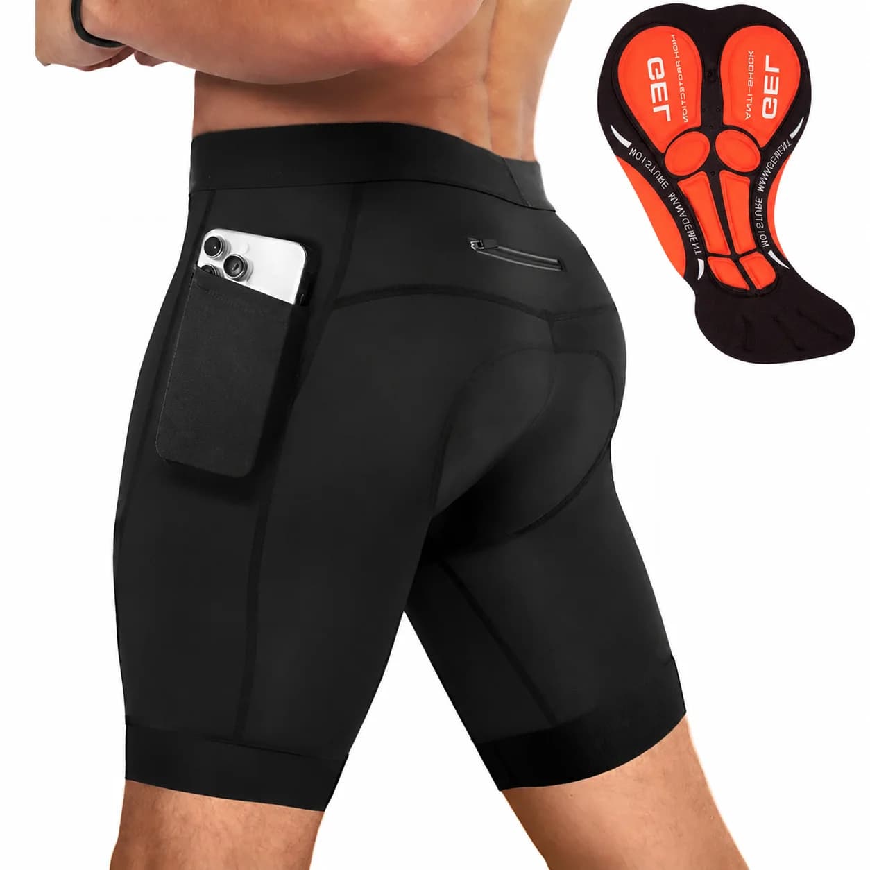 Men's Performance Cycling Shorts with 3D Pad, Road and Mountain Breathable Quick-Dry with 3 Pockets Bike Shorts