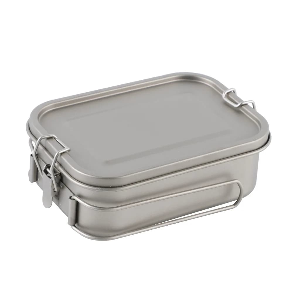 Bento Box da campeggio in titanio - Contenitore portatile per il pranzo all'aperto con set di utensili (coltello, forchetta, cucchiaio) per escursionismo, picnic per studenti