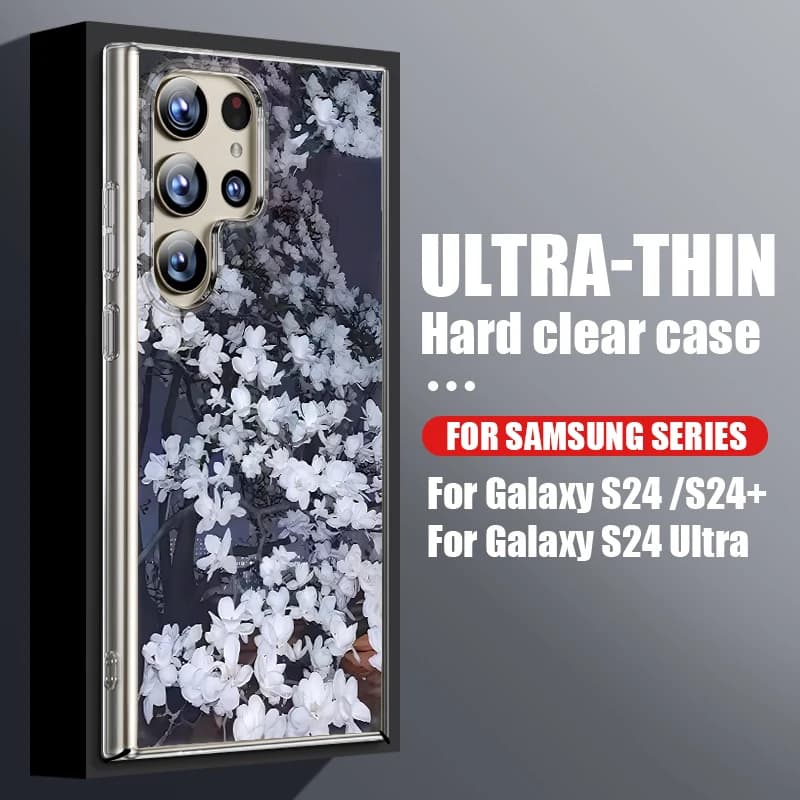 Cover Rigida Trasparente con Motivo Floreale per Samsung Galaxy S26 S25 S24 S23 Ultra S22 Plus S25 FE A56 A36 A26 A55 A54 A15