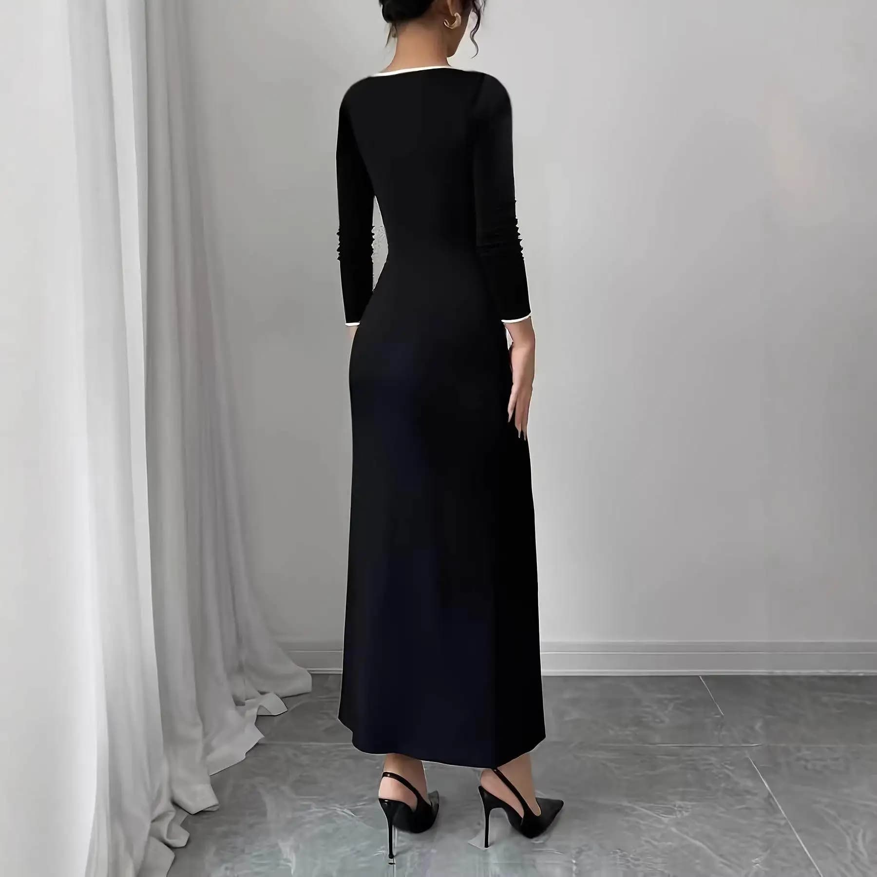 Women's suit slim fit black and white with buttons, long sleeves, Chinese style, for fall