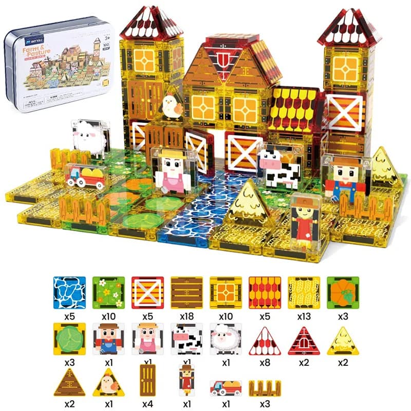 Magnetic Building Blocks Portable Mini Magnetic Tiles Travel Set Assembling Construction Model Building Toys Educational Toys