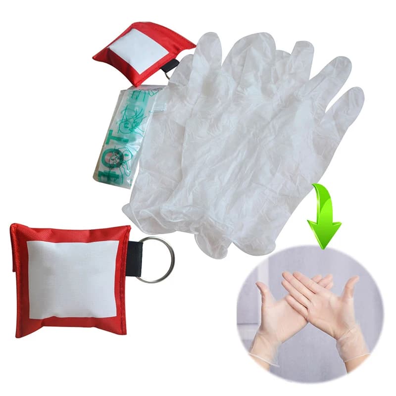 Maschera CPR con Scudo Facciale, Kit di Pronto Soccorso d'Emergenza, Maschera per Rianimazione con Guanti, Attrezzatura di Sicurezza Portatile Tascabile