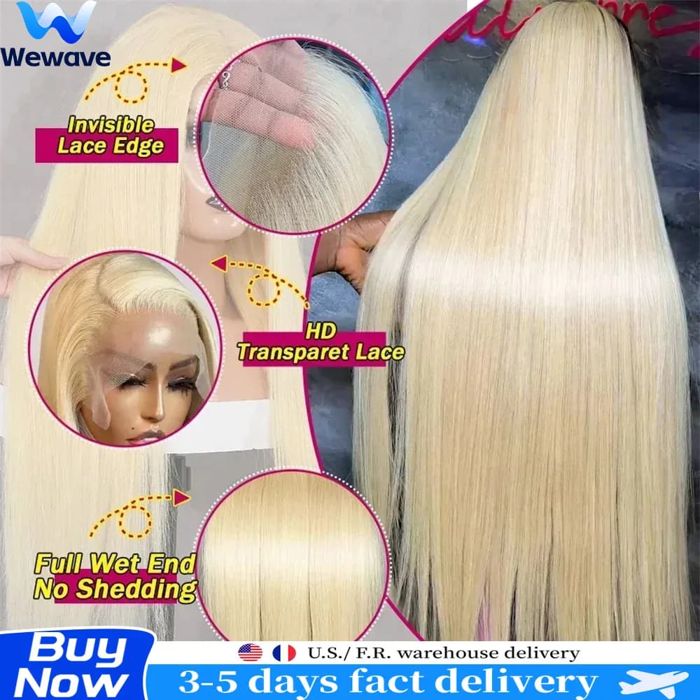 Wewave Dritto Hd Parrucca Frontale del Merletto 13x6 Wig Blonde 613 Wigs 38 Inch Human Hair Hd Frontal 13x4 Candeggiato Annodato per la Donna