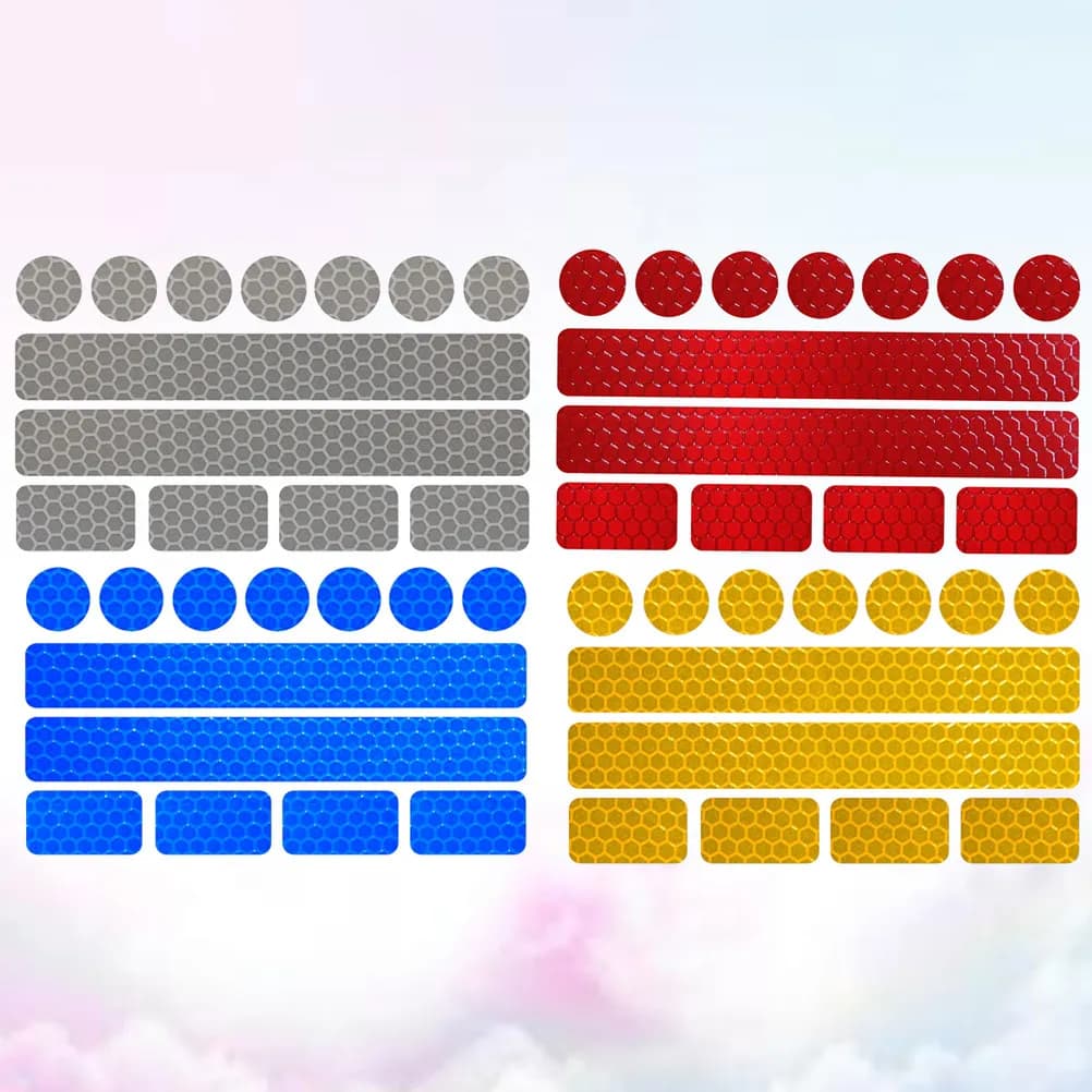 4Pcs Safety Reflective Sticker Strip High-Visibility Weather-Resistant Strong-Adhesion Warning Tape for Vehicles Bikes Helmets