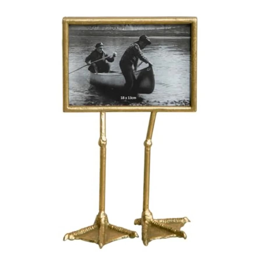 Flamingo Duck Paw Gold Picture Frame 5x7 with High Definition Glass for Table Top Desktop Display, Hawaiian Tropical Theme Eleg