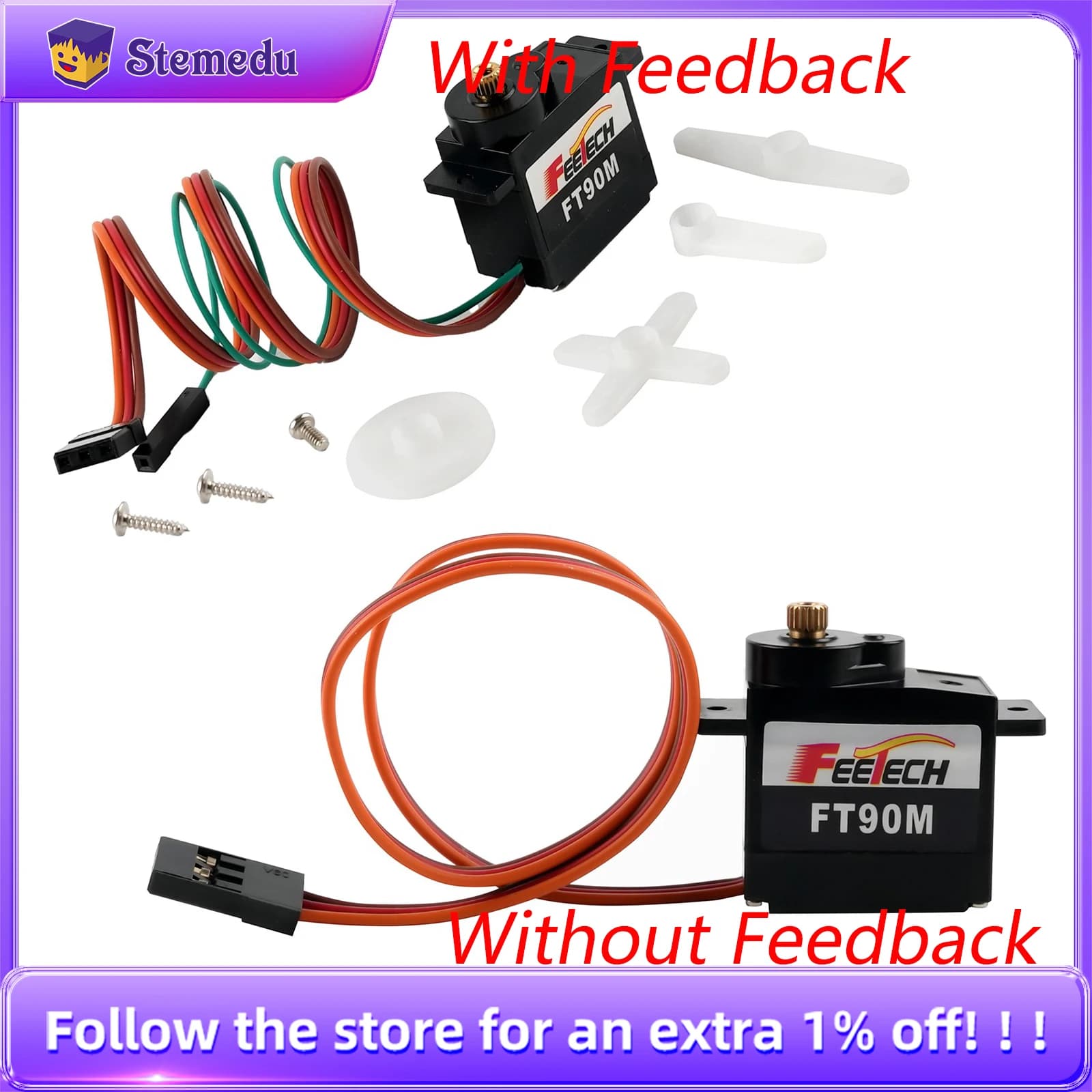 Feetech FT90M Mini 180 gradi angolo 2 kg coppia micro robot RC servomotore per tende automatiche/serratura intelligente/servo aerei