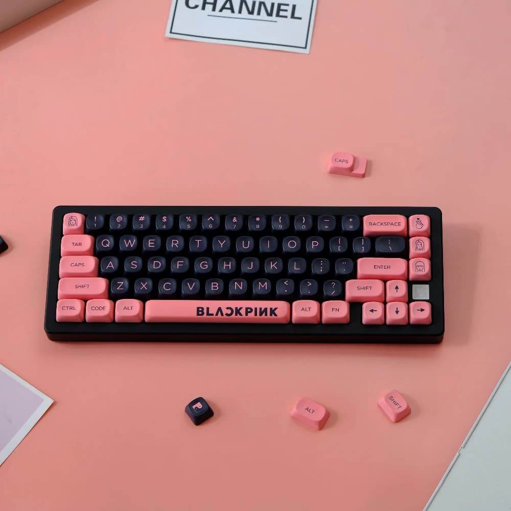 132 tasti Nero Rosa Copritasti XOA MOA Profilo Rotondo Sublimazione della Tintura PBT Keycap Per MX Tastiera Meccanica 61 68 75 87 96 980 104