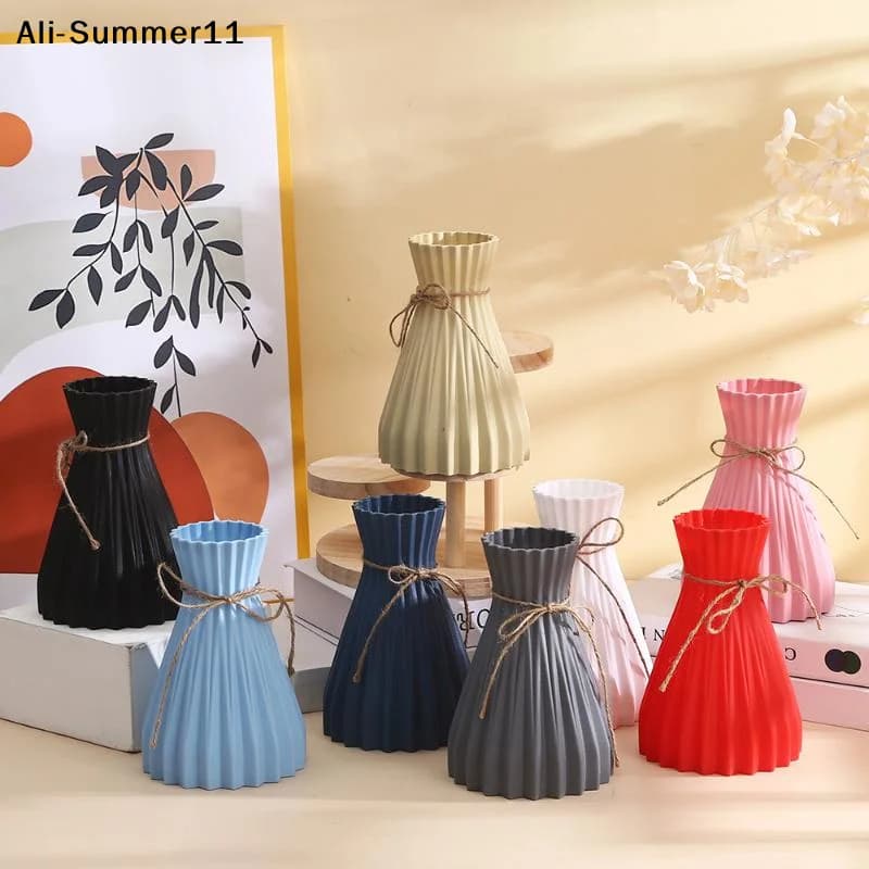 【Y11】Creative Origami Vase European Pleated Vase Plastic Waist Folding Flower Vase Folding Paper Style Dry Flower Bottle Modern
