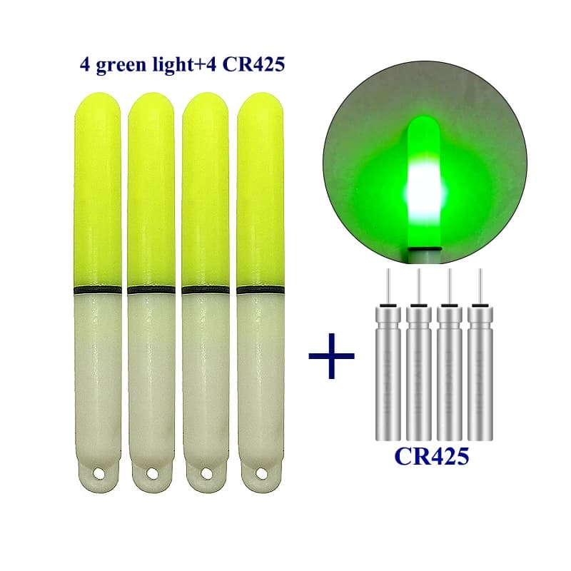 4PCS Luce da pesca elettrica Impermeabile Luminoso Glow Stick + 4 Tipo CR425 Pesca all'oceano Luce luminosa Canna da pesca Luce Attrezzatura Strumento