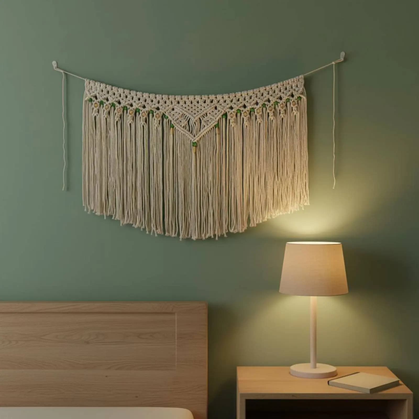Tassel Wall Hanging Decorative Fringe Boho Tapestry Macrame Wall Hanging Eco-Friendly Home Decor Soft Cotton Cord