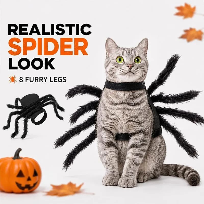 Halloween Pet Spider Costume Cat Dog Small Dog Harness Creative Funny Cosplay Apparel Holiday Christmas Pet Clothes Adjustable