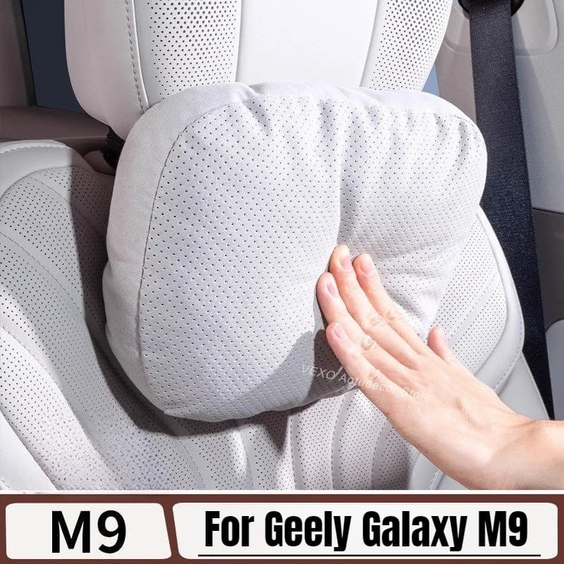 For Geely Galaxy M9 2025 2026 Nappa Leather Headrest Lumbar Support Neck Pillow Waist Cushion Support Ergonomic Comfort Interior