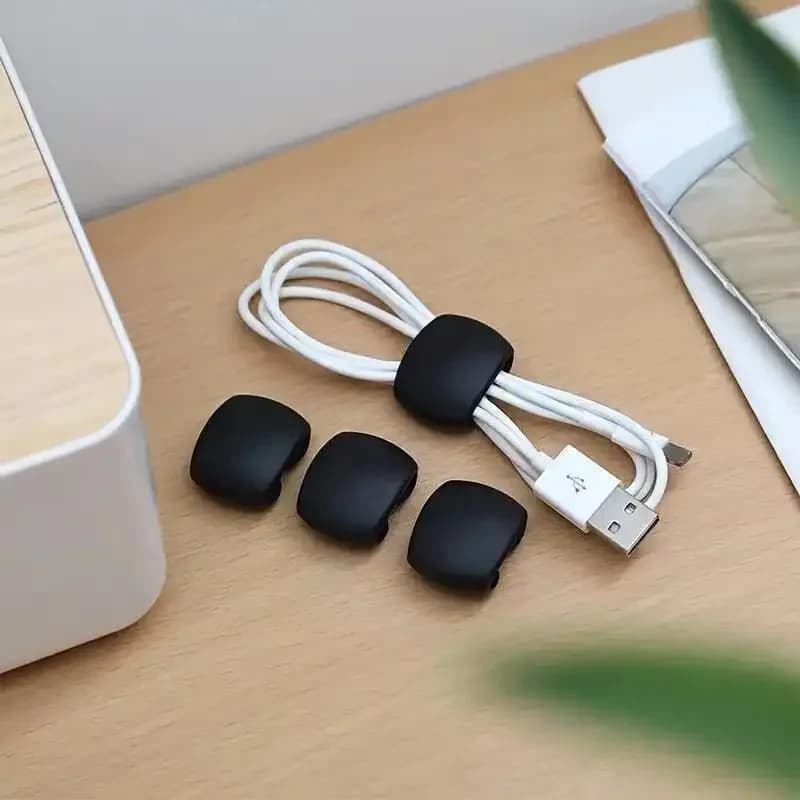 Clip Organizzatore Cavi in Silicone Semplice, Fibbia Anti-groviglio per Cavi Dati, Auricolari e Cavi di Ricarica