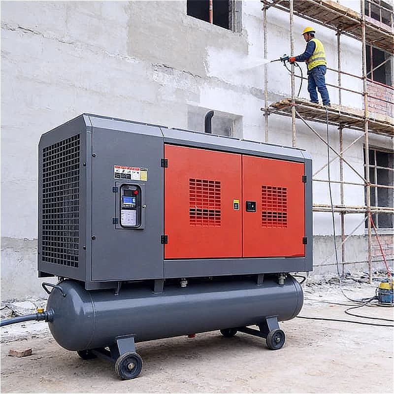 Screw Air Compressor 75HP 55KW 4000L Integrated Dryer Heavy Industry Steel Plant For Laser Cutting Machine Engraver Customized