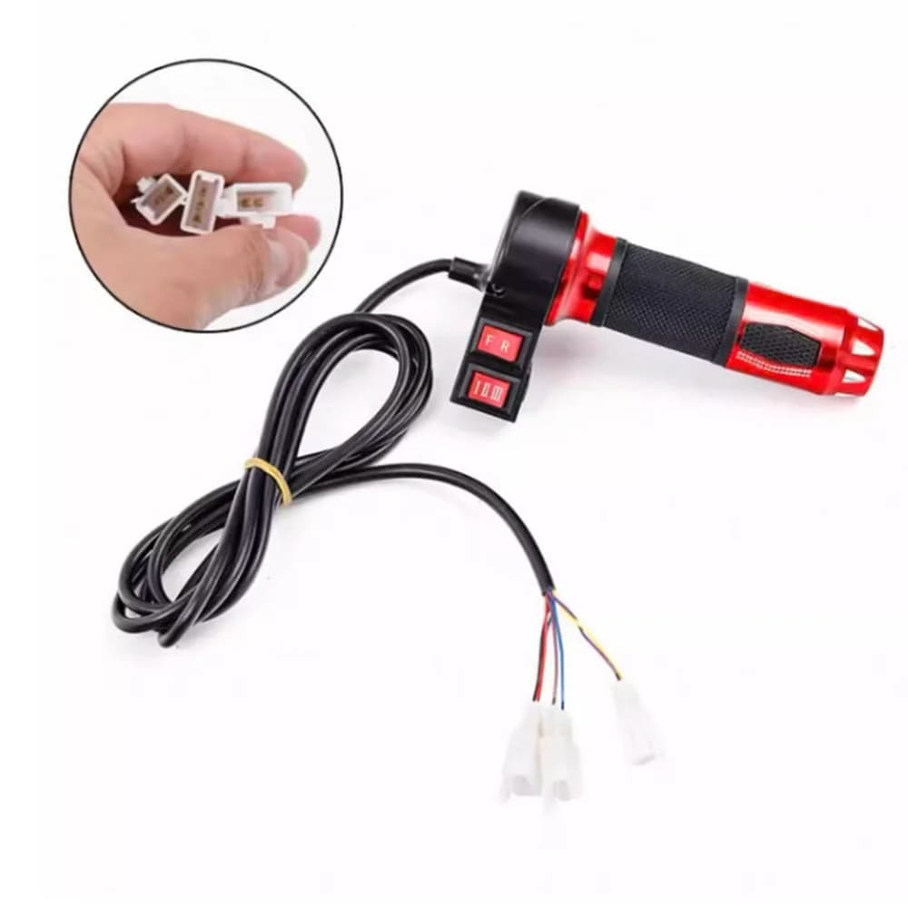 Rubber Twist Grip Throttle 60V For Electric Bicycle Scooter Parts With Horn And Variable Gear Speed Control