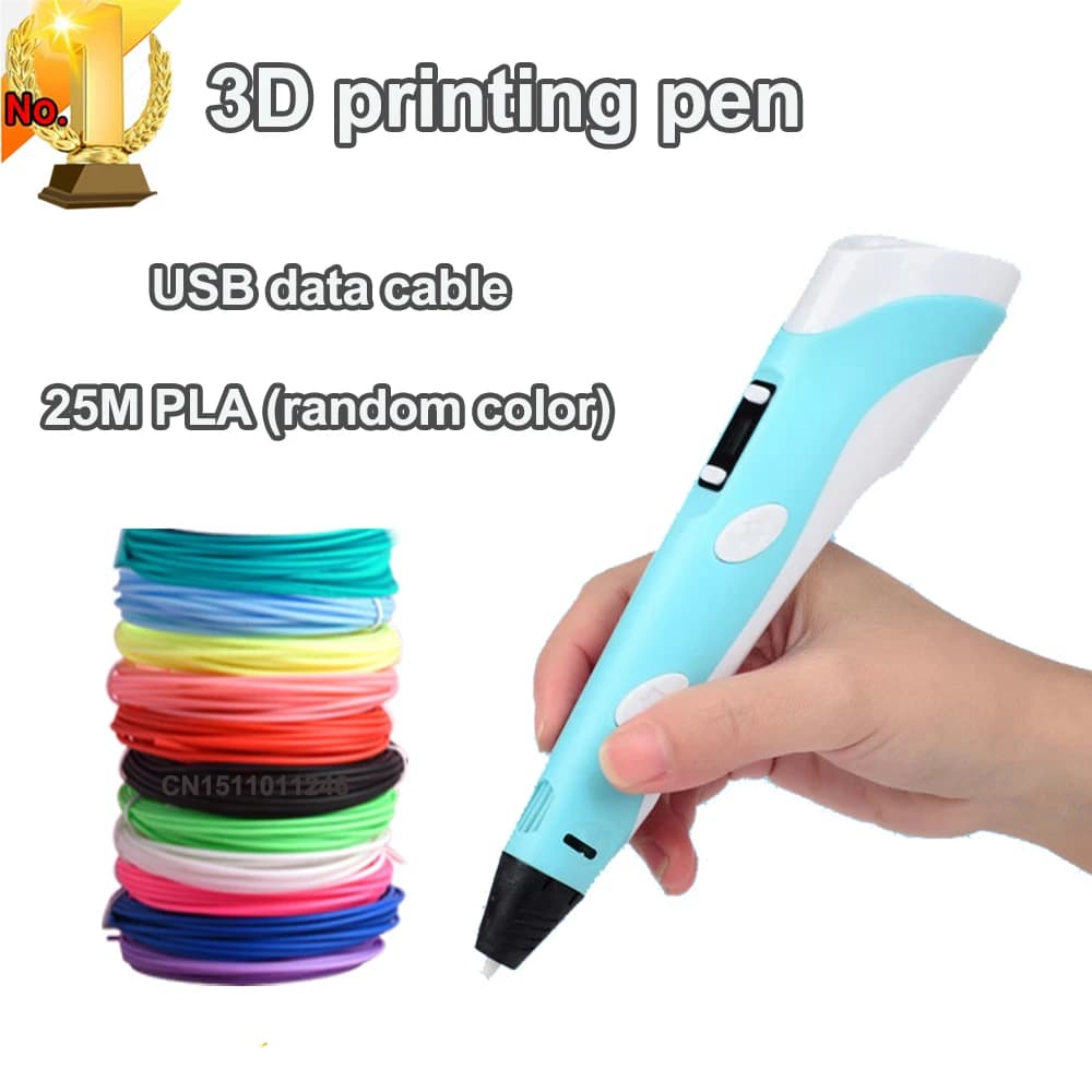 3D Printing Pen Electronic With LED Display 25M Filament PLA Children Drawing Tool USB Christmas Gift Design Toy
