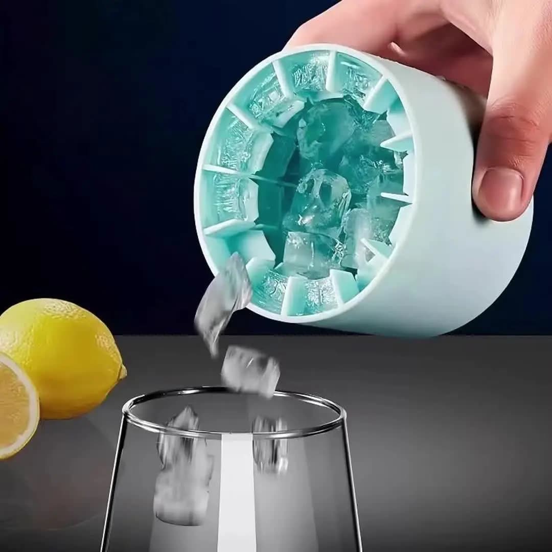 1 pezzo di stampo per ghiaccio in silicone blu a congelamento rapido, vassoio per ghiaccio flessibile riutilizzabile