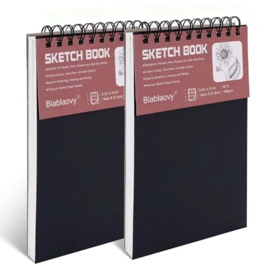 2 Pack Sketch Book, 5.5" x 8.5" Sketchbook With 100 Sheets 68lb/100gsm,Drawing Pad for,Adults, Beginners, Artists - Acid Free P