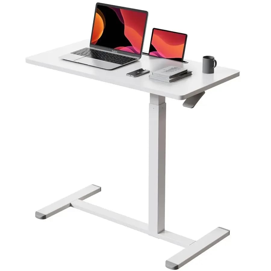 Scrivania Regolabile in Altezza, Tavolo Portatile con Ruote da 31,5 Pollici, Scrivania per Laptop con Ruote, Tavolino da Letto