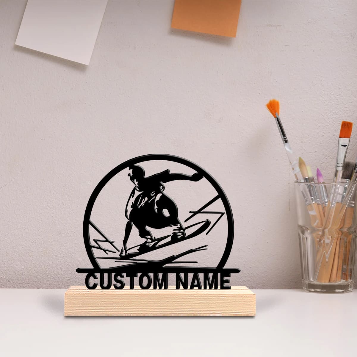 1 custom metal figurine with wooden base, table decoration, gift for musicians, perfect