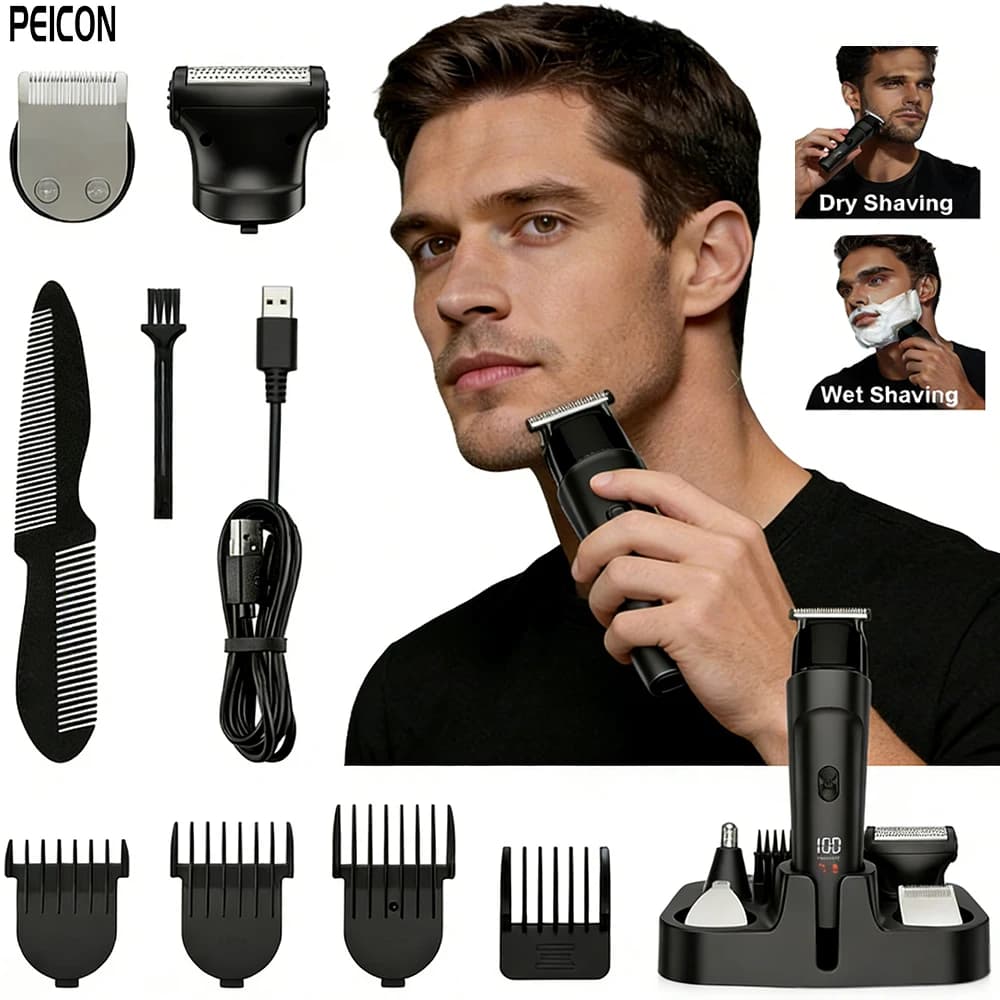 Electric Hair Trimmer for Men Rechargeable Hair Cutting Machine Cordless Portable Trimmer for For Hair Beard Nose And Ear