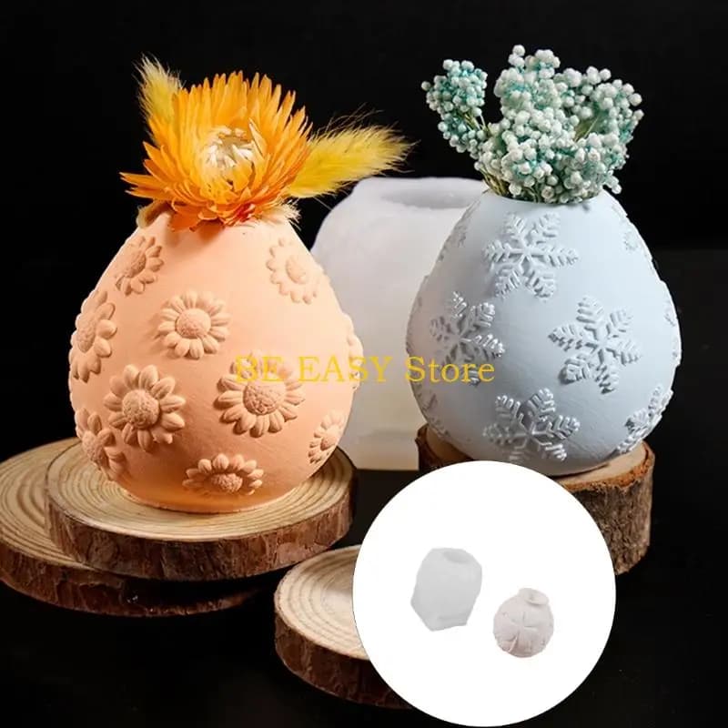 E28F Flower Carving Vase Silicone Molds For Candle Holder Vase Holiday Decoration