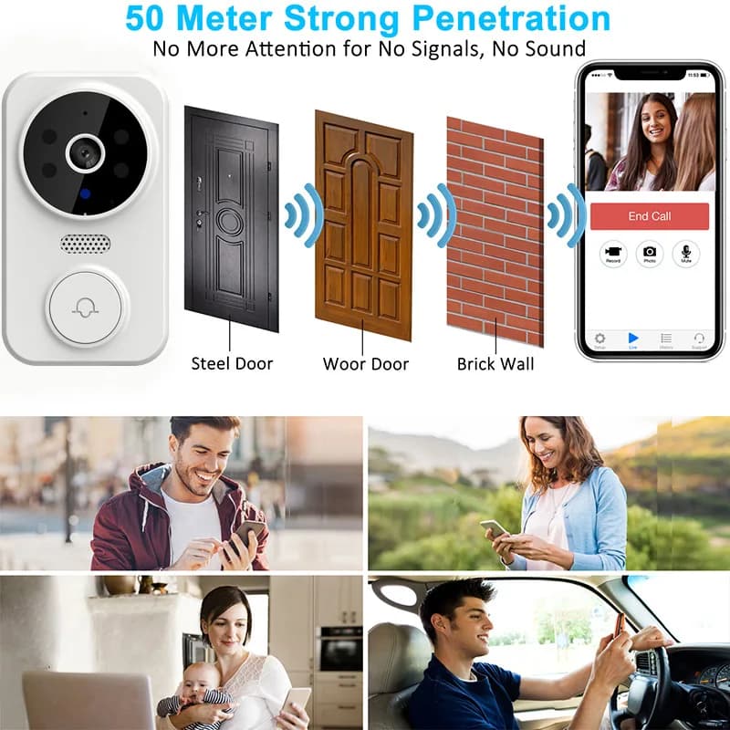 Campanello Video WiFi Intelligente con Visione Notturna, Monitoraggio Remoto tramite App Tuya per la Sicurezza Domestica