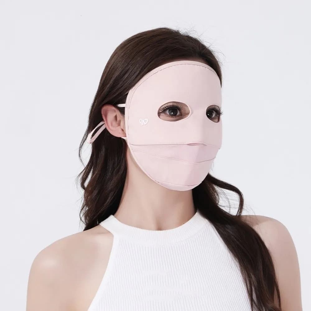 Maschera di seta di ghiaccio traspirante alla moda Maschera a pieno facciale elastica anti-UV Tinta unita Maschera per protezione solare senza traccia Estate