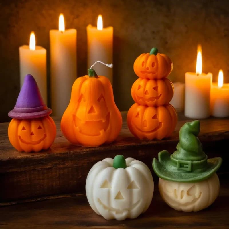 Stampo per candele in silicone con zucca creativa di Halloween Stampo in resina per gesso aromatico fatto a mano Forniture per candele di zucca del diavolo