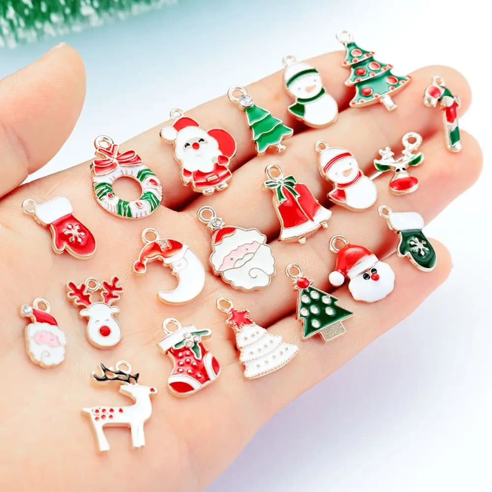 Articoli per feste Gioielli di moda Lega di smalto Albero di Natale Bracciale appeso Set di ciondoli natalizi artigianali fai-da-te