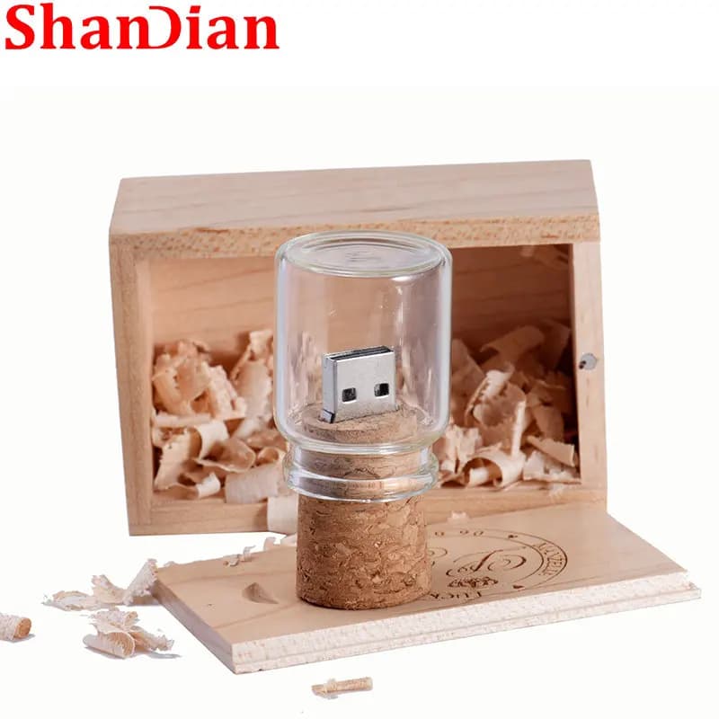 SHANDIAN Drift bottle Pen Drive 64GB Flash drive 32GB Maple Gift Box Memory Stick 16GB Usb Stick chiavetta usb in legno