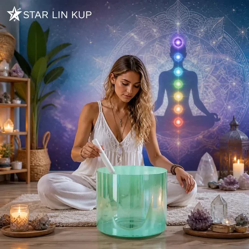 STAR LINKUP Crystal Singing Bowl , Sound Therapy Instrument for Yoga Meditation Stress Relief Spiritual Healing