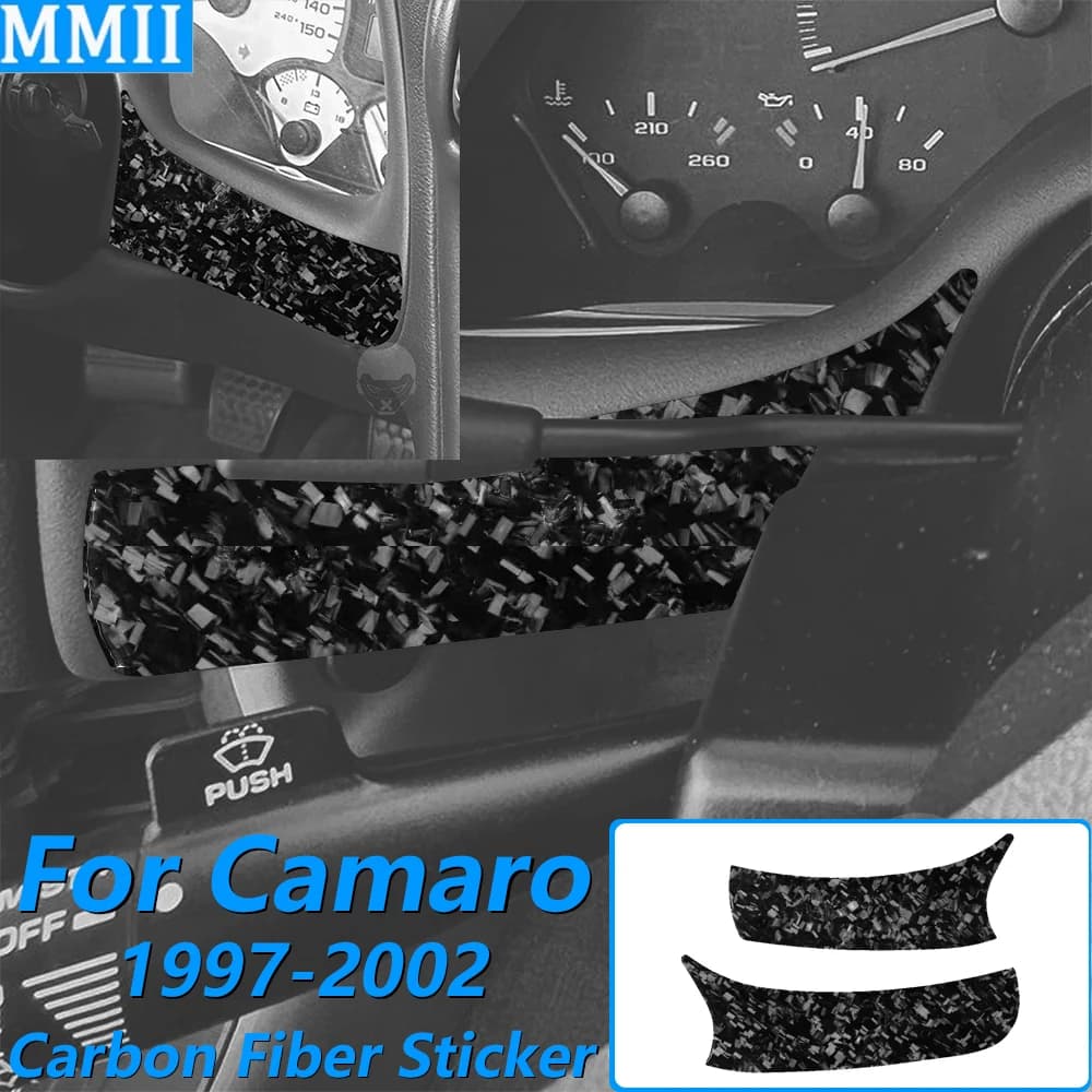 For Chevrolet Camaro 1997-2002 Forged Carbon Fiber Dashboard Speedometer Both Sides Panel Cover Trim Car Accessories Sticker