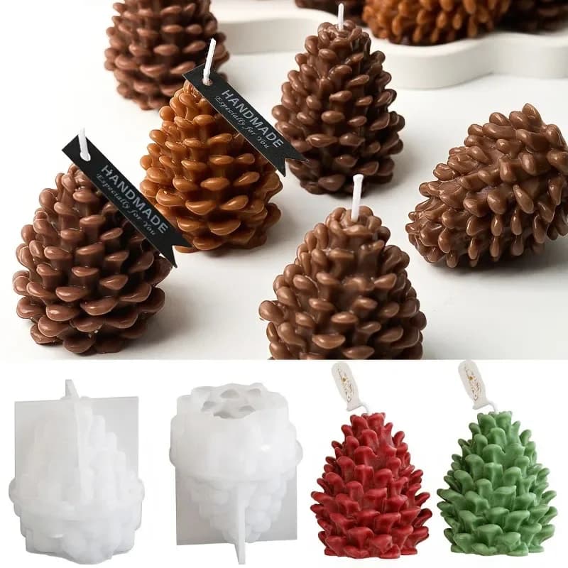 DIY 3D Pine Cone Silicone Candle Mold Handmade Simulated Pine Cone Aromatherapy Mold Christmas Tree Pendant Craft Gift Party Dec