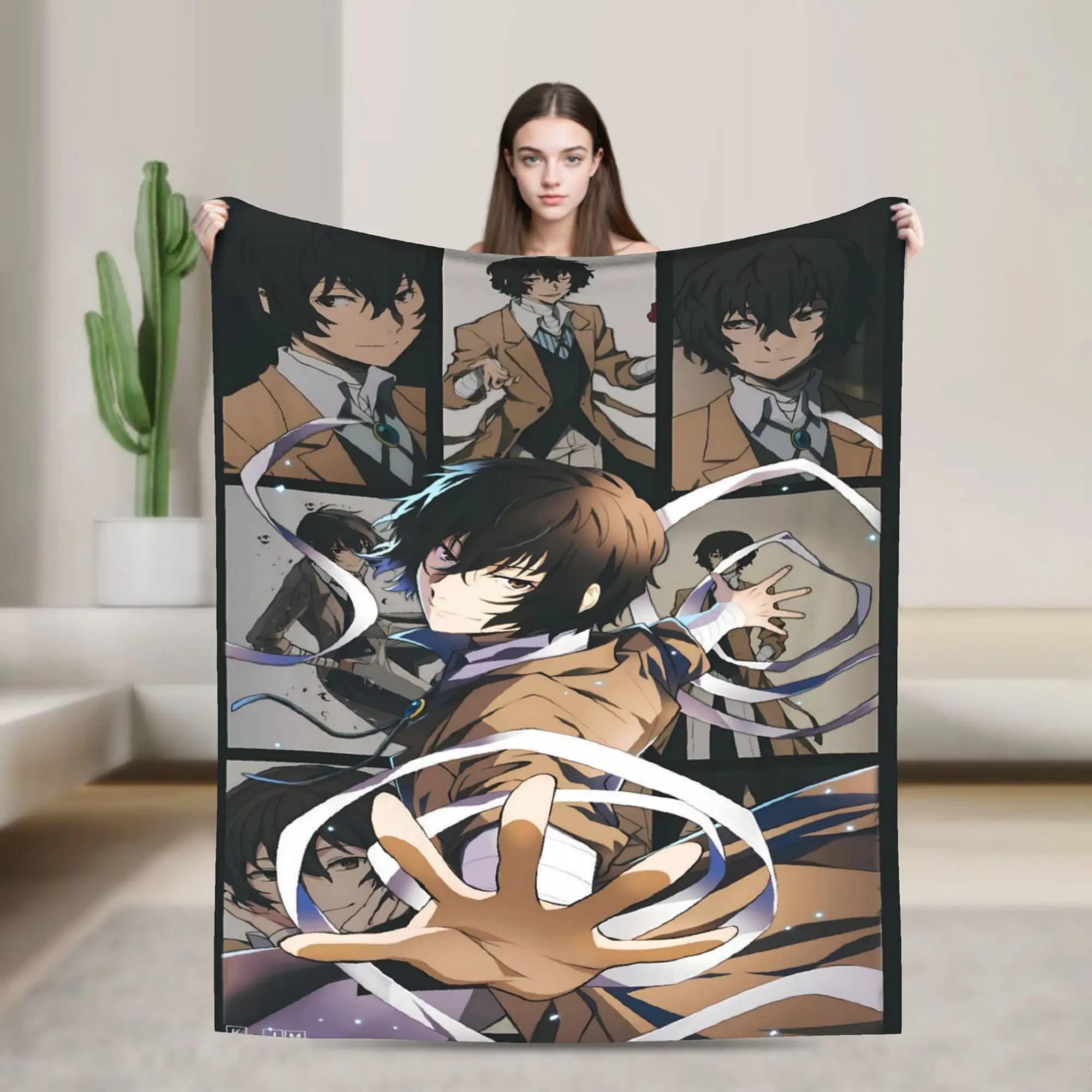 Dazai Bungo Stray Dogs Blanket Super Soft Street Trend Plush Throw Blanket For Living Room Picnic Flannel Bedspread Bed Cover