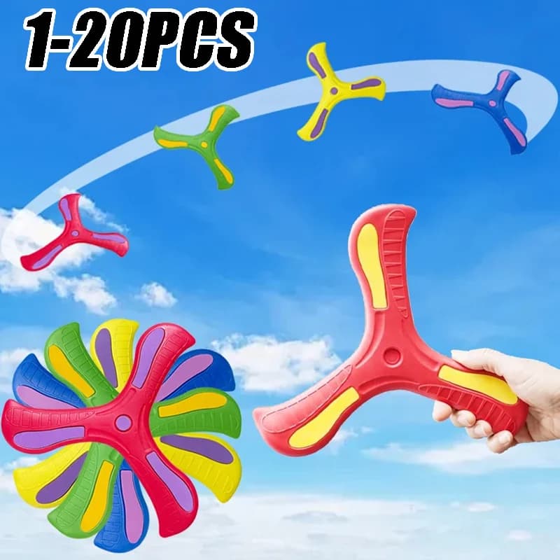 Giocattolo Boomerang morbido per bambini Giochi di dischi volanti all'aperto con croce a tre foglie Giocattoli sportivi interattivi per bambini per regalo di decompressione